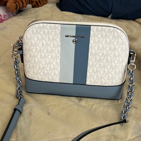 Bags | Michael Kors Large Logo Stripe Dome Crossbodybagstore Style  32s2st9c7u | Poshmark